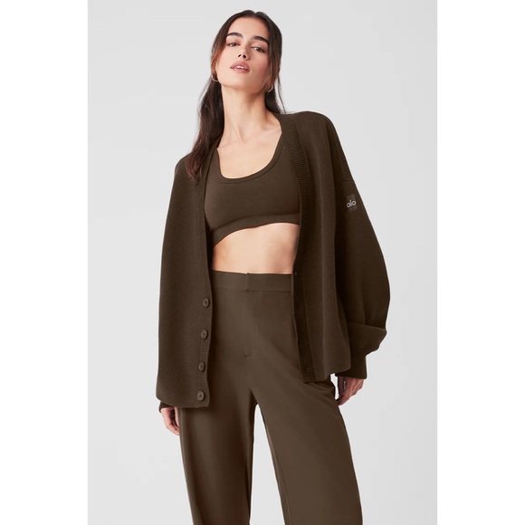 ALO Yoga Sweaters - ALO Yoga Olive Brown Button-Front Cardigan Sweater